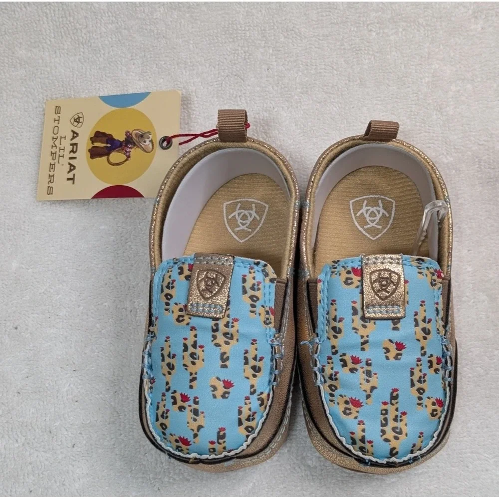 Ariat Lil' Stompers Piper Cruiser Moccasin Slip-On Shoe Leopard Cactus Infant 4